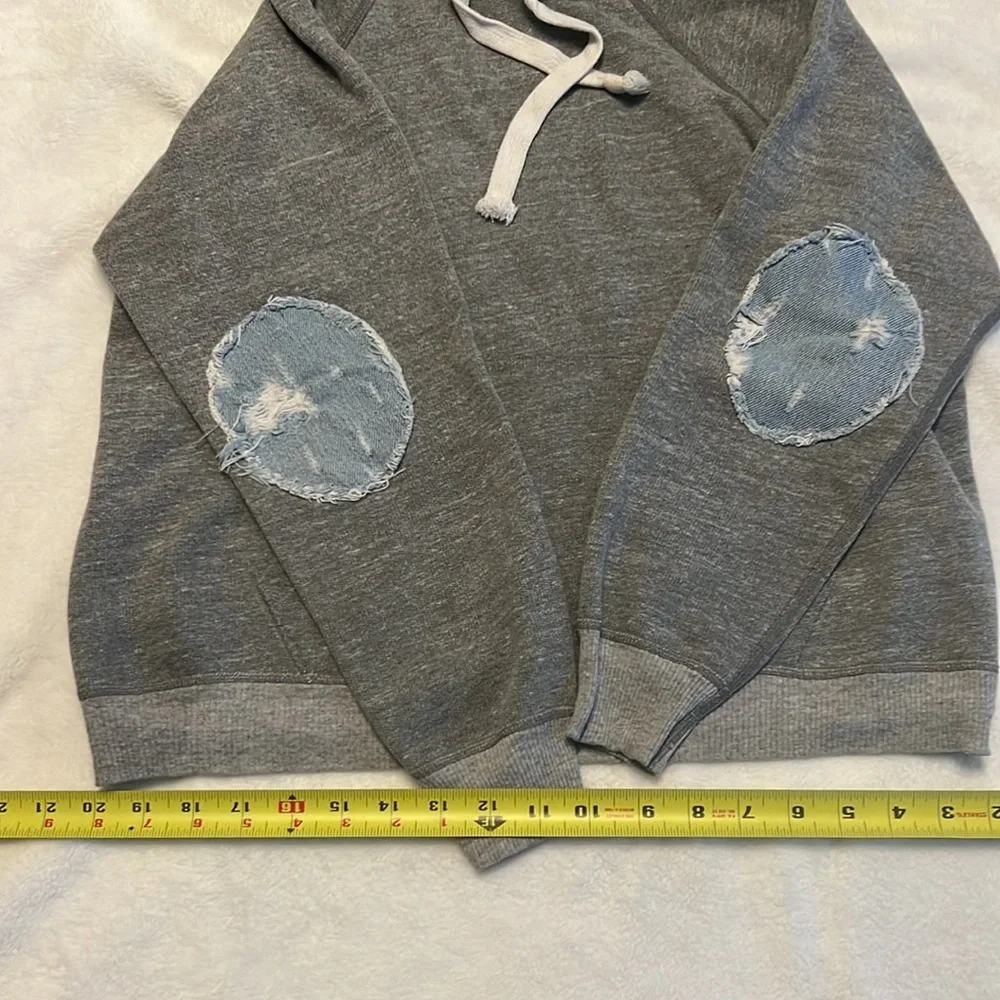Small Free people Riley cotton hoodie with denim elbow patches. - Picture 2 of 8